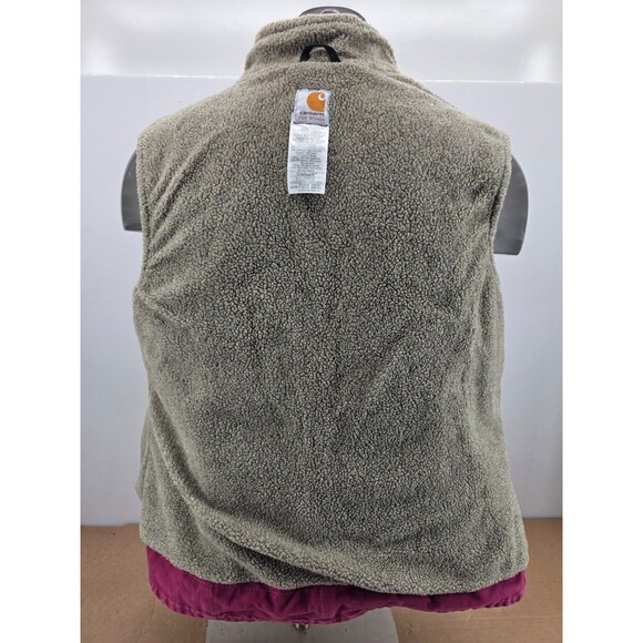Carhartt WV001 RBY Vest Womens X Large  Raspberry Pink Sherpa Lined Canvas Work - Picture 8 of 14